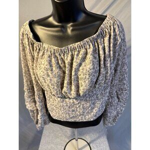Aster Romantic Floral Crop Top Puffy Whimsygoth Cottagecore Gray Women’s XL